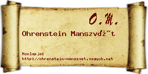 Ohrenstein Manszvét névjegykártya